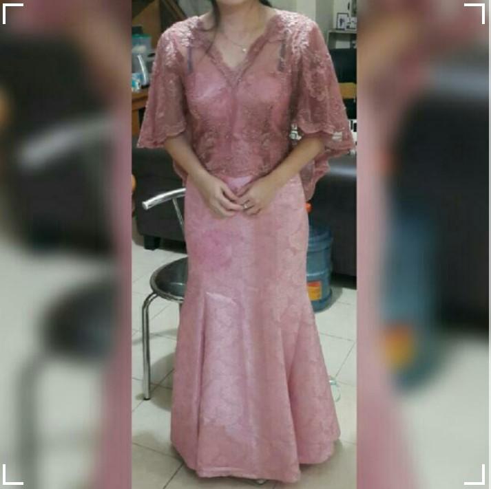 Jual Murah Party Dress Gaun Pesta Wisuda Dusty Pink Semi Mermaid Duyung Kebaya Modifikasi Cape Fesyen Wanita Pakaian Wanita Gaun Rok Di Carousell
