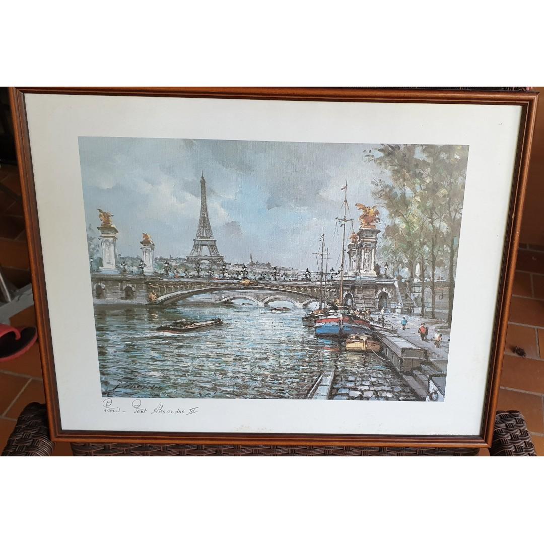 Used Wall Painting Of Paris Scenery With Famous Eiffel Tower As