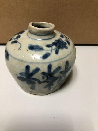 Antique Blue and White Water Jar