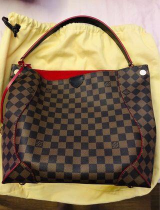 Louis Vuitton Brown, Pattern Print Damier Ebene Caissa Hobo