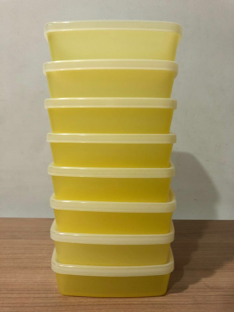 Set of 8 yellow Tupperware containers, Furniture & Home Living