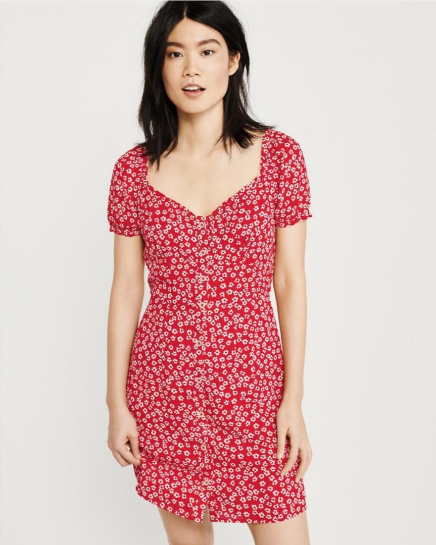 abercrombie red floral dress