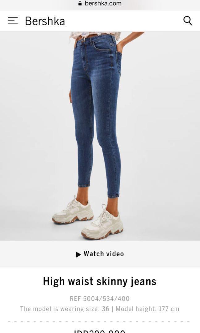 Bershka High waist skinny jeans, Fesyen 