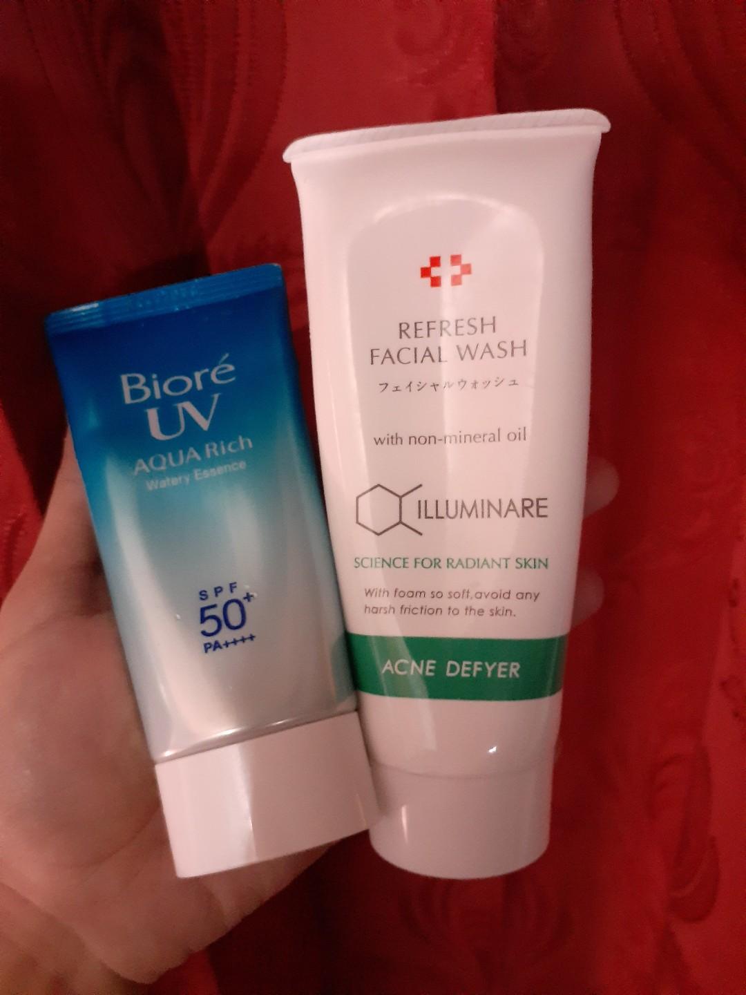 Biore Uv Aqua Rich Illuminare Face Wash Acne Deyfer Kesehatan Kecantikan Kulit Sabun Tubuh Di Carousell