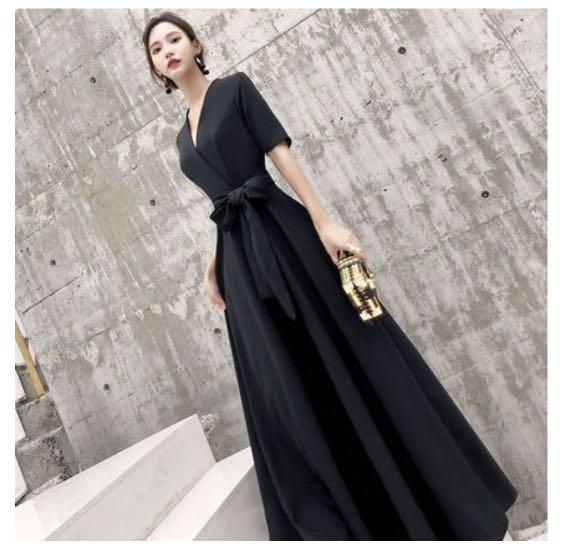 Black long dress, Women's Fashion 