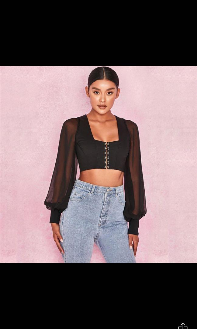 black mesh long sleeve
