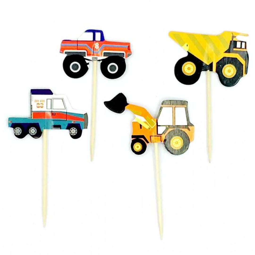 Bulldozer excavator forklift tractor heavy machinery cupcake topper for