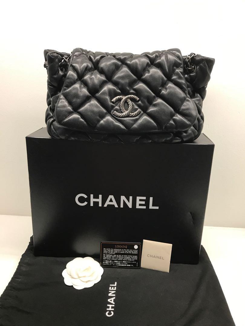 Chanel Bubble Accordion Flap Bag Quilted Lambskin Medium at