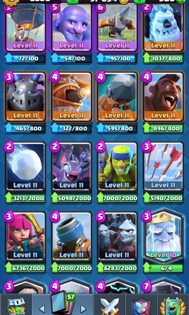 Clash Royale log bait Max account KT-14, Lvl-50 Stacked Account Arena 19