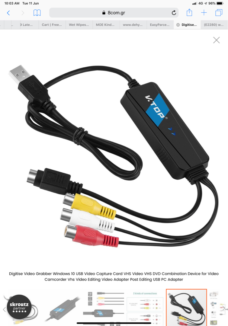 (E2331) Digitise Video Grabber Windows 10 USB Video Capture Card VHS