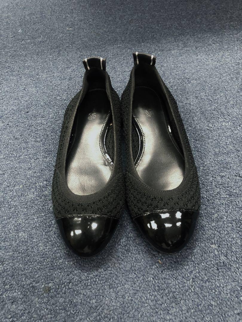 Vicky logo tape knit ballet flat discount
