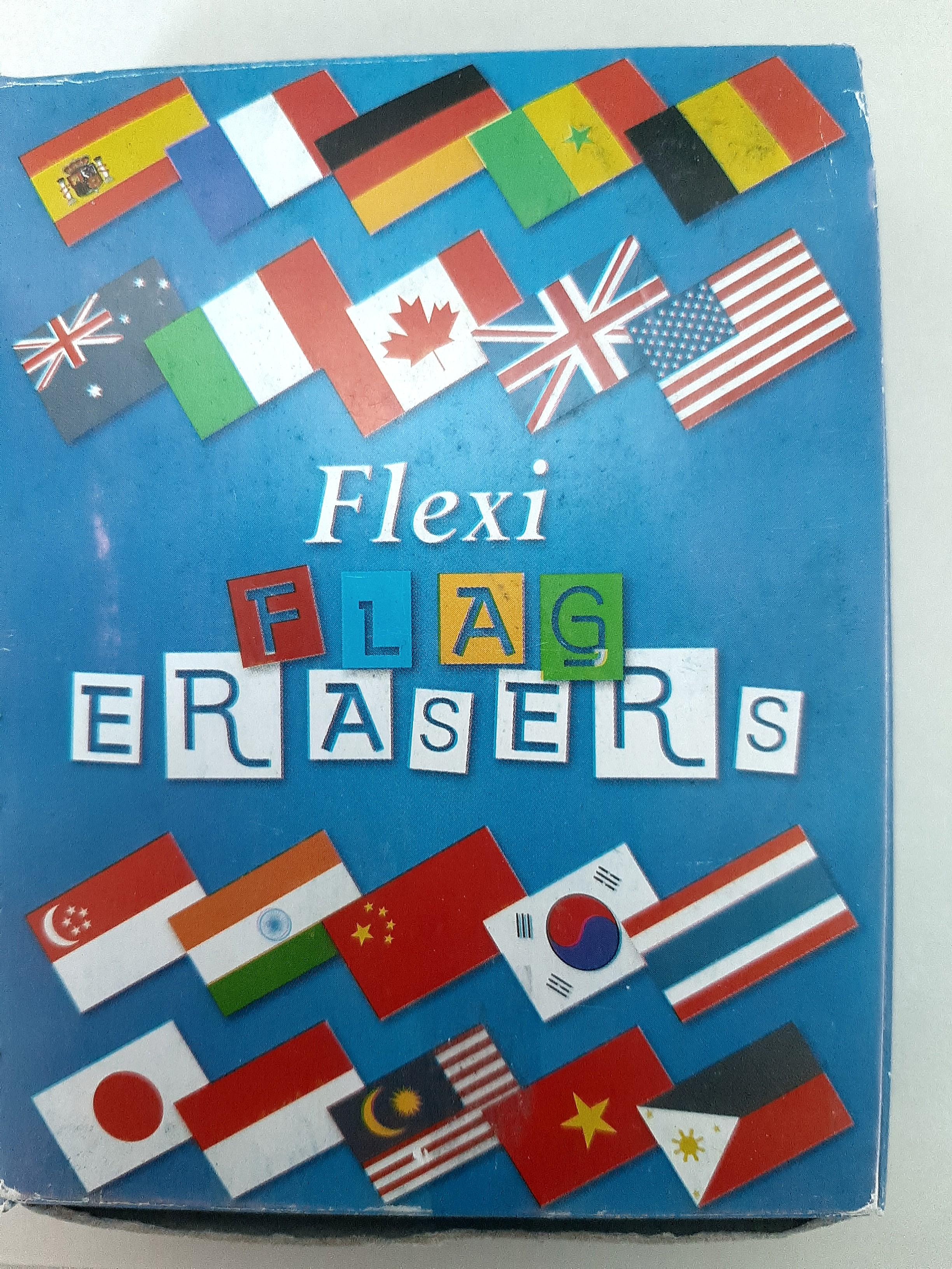 Flexi Flag Country Erasers FROM BEFORE 1980s UNOPENED OLD COLLECTIBLES ANTIQUE STATIONARY GAME