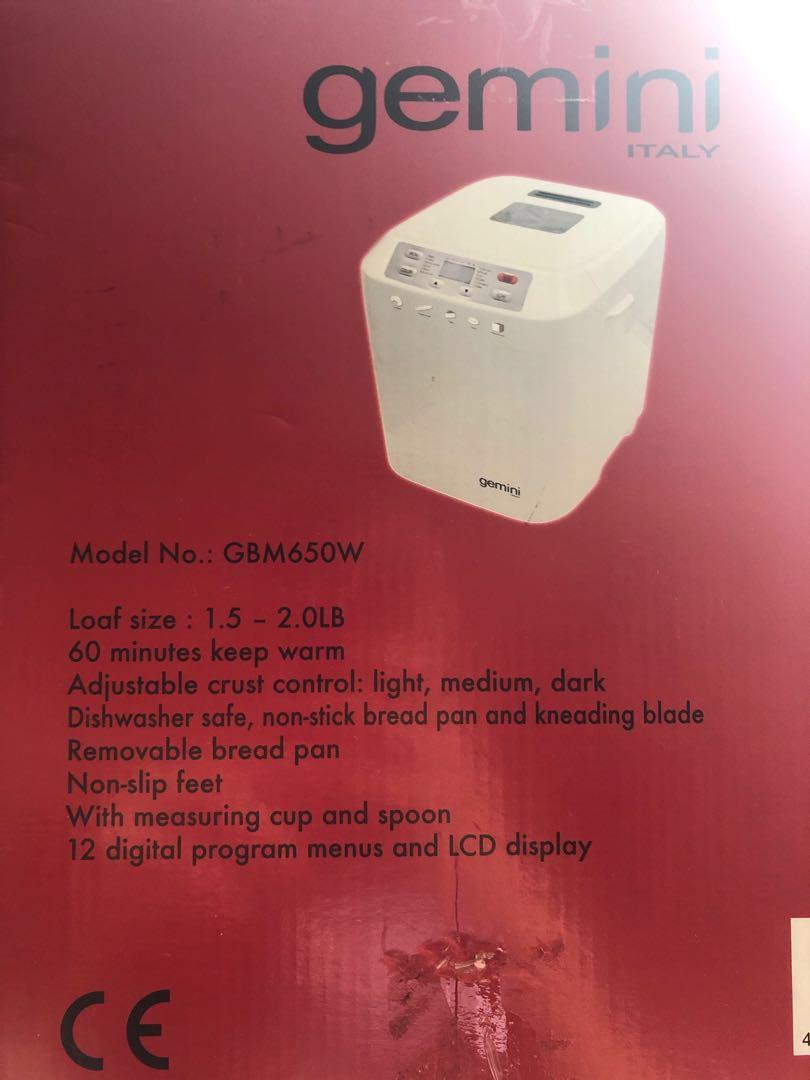 Gemini bread maker （分類：麵包機）位於 Hong Kong。 由 c9chan 提交（商品編號 229689355，圖片 2）。簡介： 。