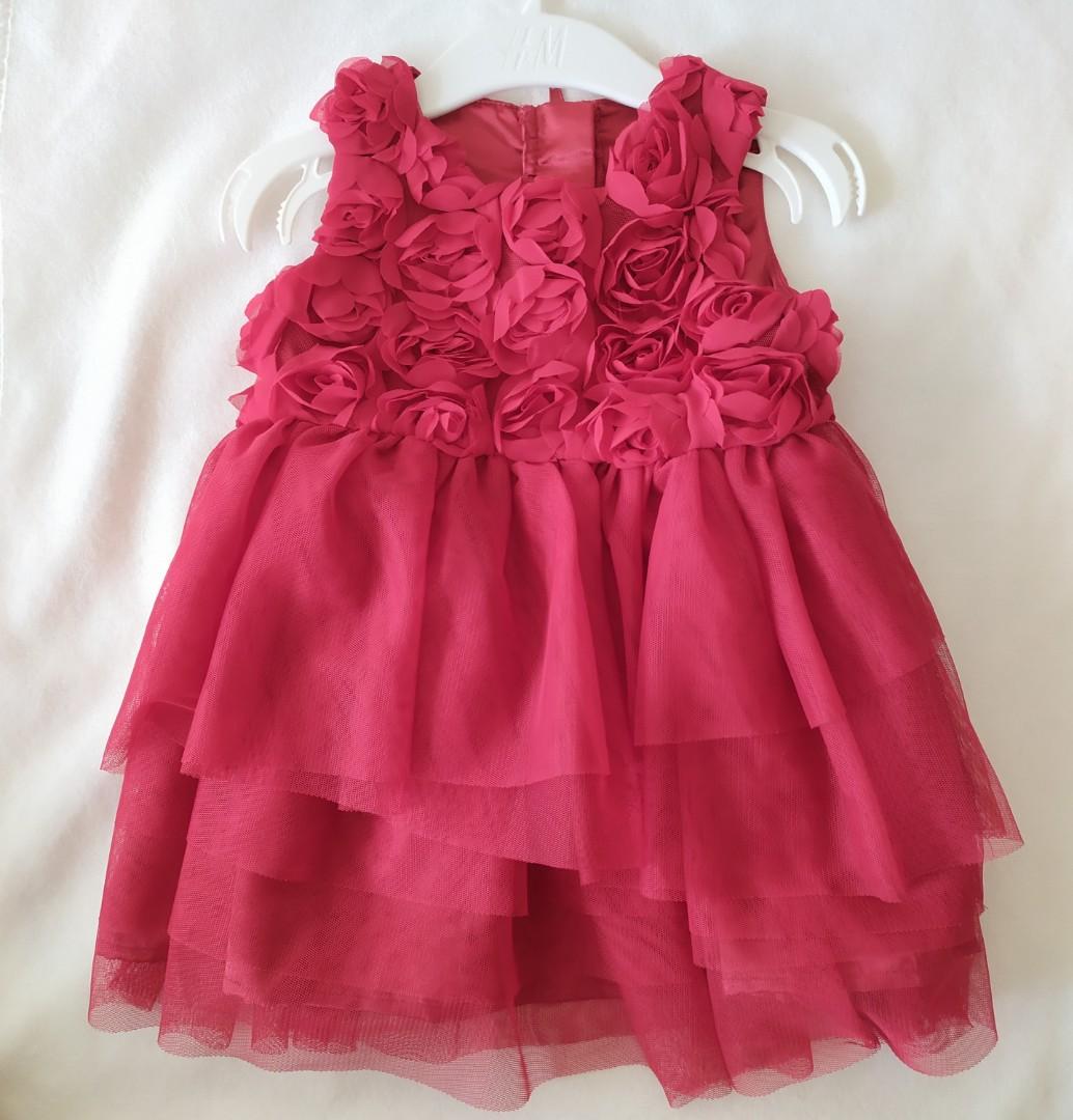 Red rose dress for baby clearance girl