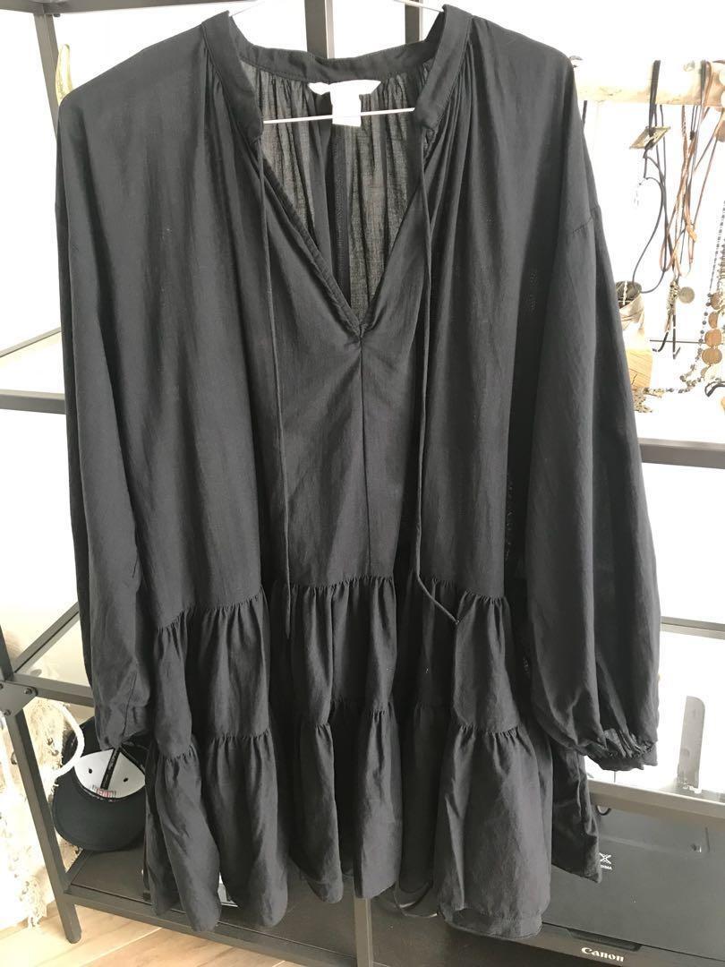 flowy black mini dress