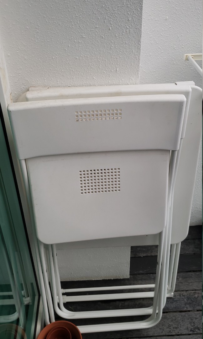 Used Ikea White Balcony Set Haro Table And Fejan Chairs Furniture Tables Chairs On Carousell