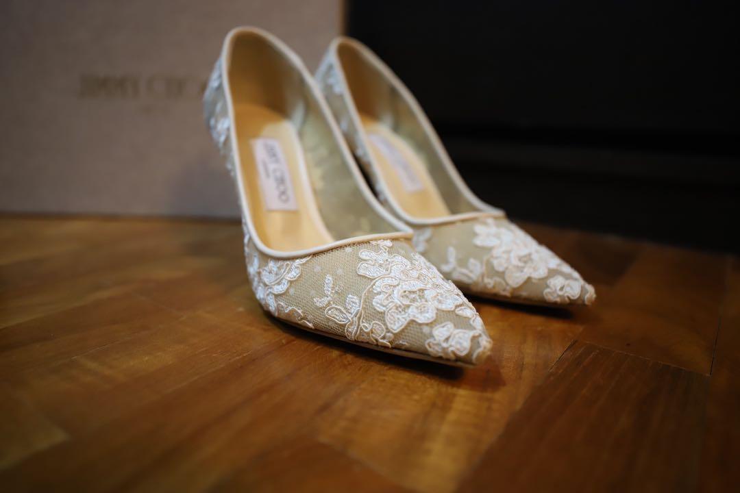 Jimmy Choo Romy 85 White Floral Lace 
