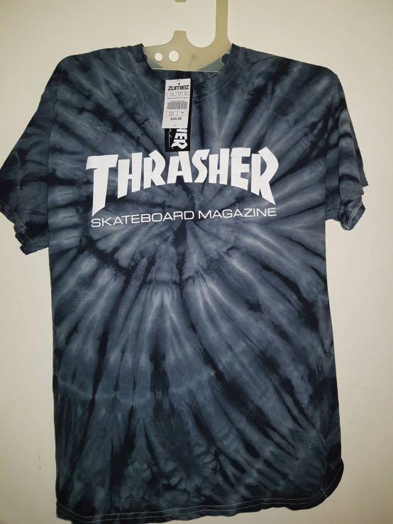Kaos Thrasher T Shirt Skate Mag Spider Dye Ori Black Fesyen Pria Pakaian Atasan Di Carousell