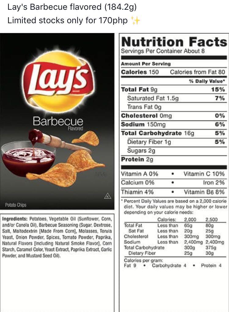 LAYS BARBECUE AND CLASSIC FLAVOR, Food & Drinks, Packaged ...