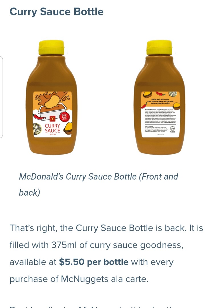 Macdonald's curry sauce bottle, Food & Drinks, Spice & Seasoning on