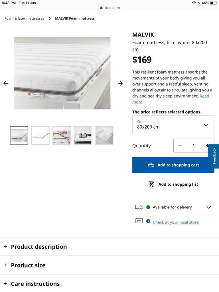 Malvik IKEA Mattress (pair), Furniture & Home Living, Furniture, Bed Frames & Mattresses on