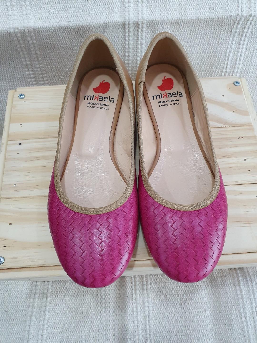 Mikaela Spain Pink Braided Leather Accents Flats Shoes Authentic, Women's  Fashion, Footwear, Flats on Carousell
