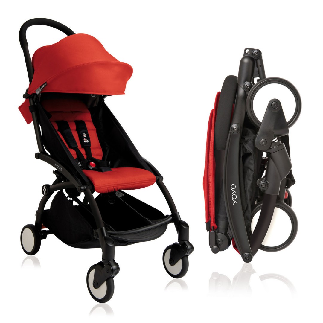 Original Babyzen Yoyo Red Color Black Frame With Car Seat Adaptors