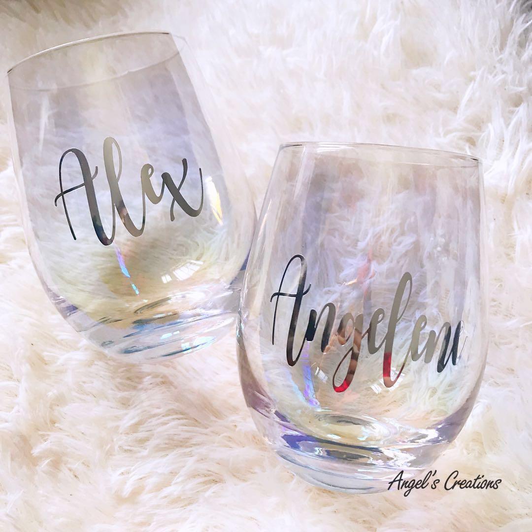 personalized customized iridescent glass cup hobbies toys stationery craft handmade craft on carousell