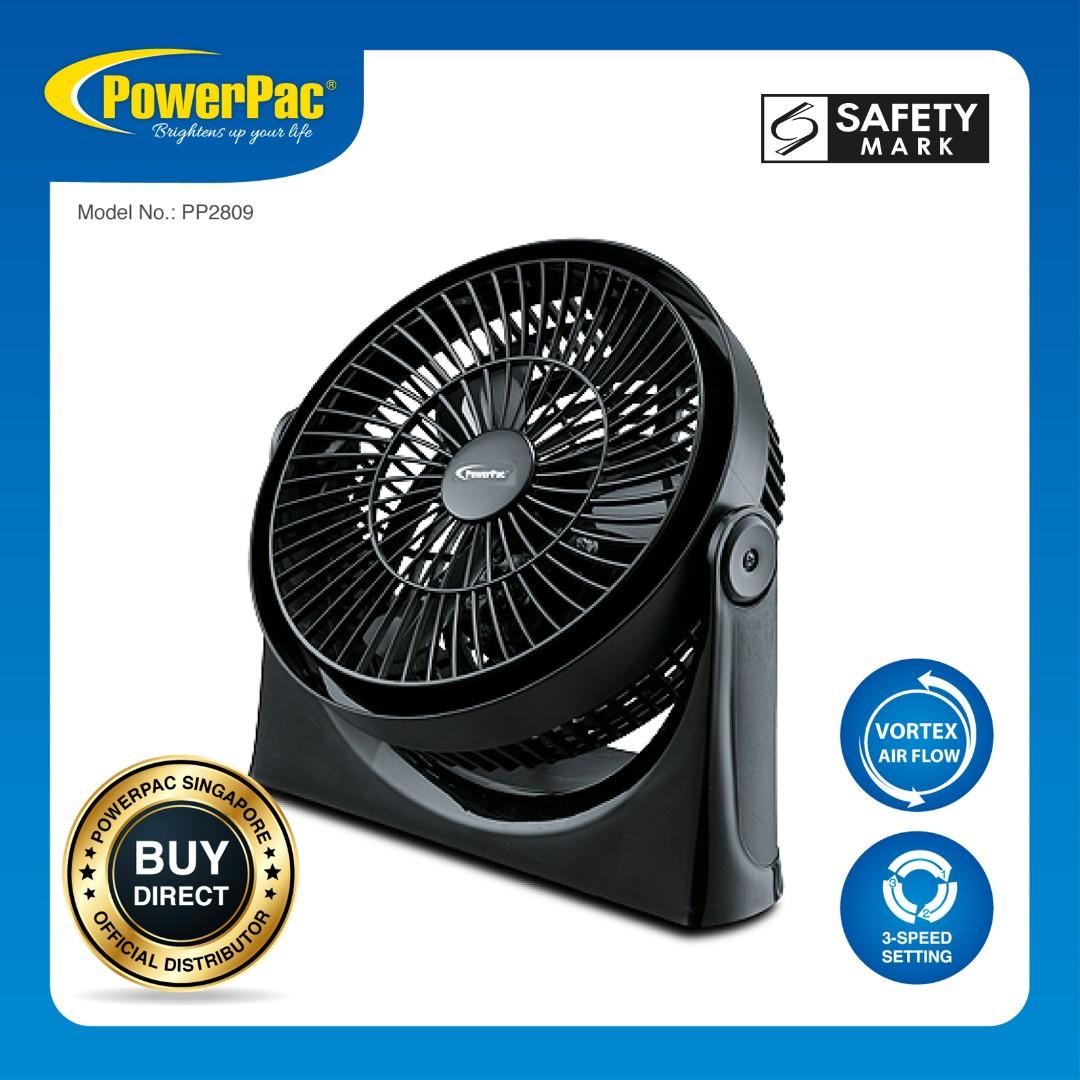 Powerpac 9 Inch Power Fan High Velocity Fan Desk Table Fan Air Circulator With Vortex Air Flow Pp2809 Home Appliances Cooling Air Care On Carousell