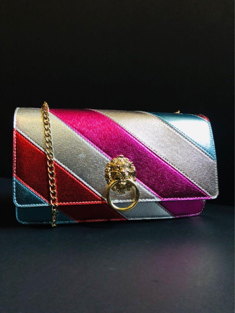 Kurt Geiger Rainbow Handbag: Color Block Crossbody & Shoulder Bag with Gold  Eagle Head and Chain Strap | Shopee Singapore