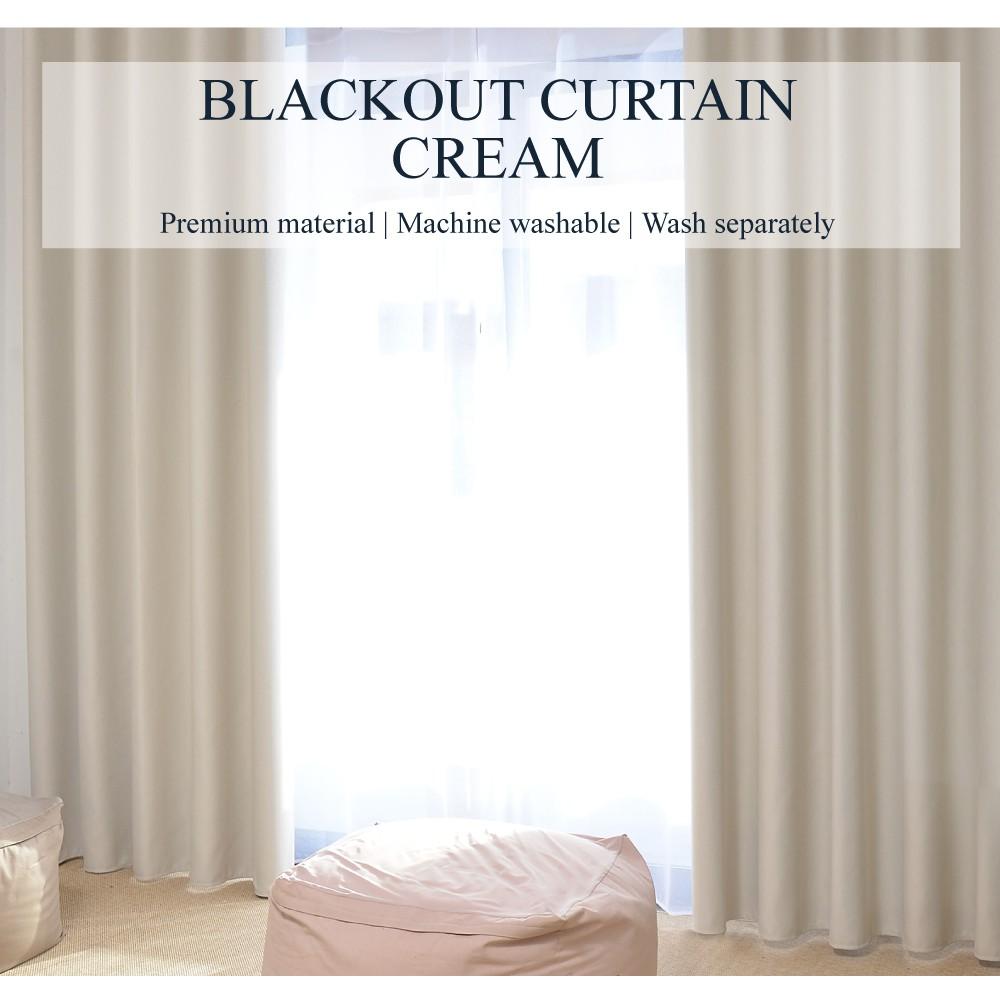 Set Of 2pcs Sunlight Blackout Curtains Eyelet Or Hooks Cream