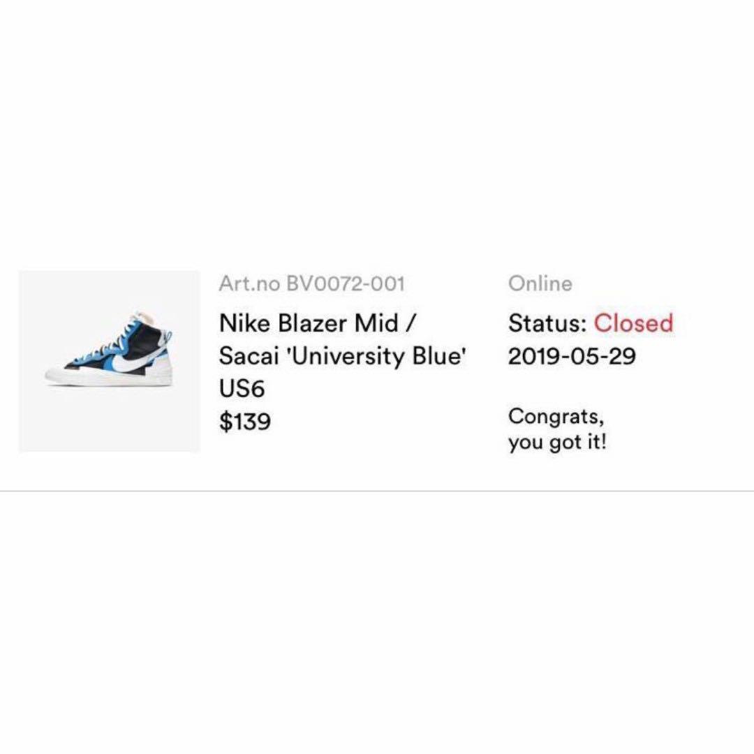 US 6 Nike Sacai Blazer Men s Fashion Footwear Sneakers on Carousell