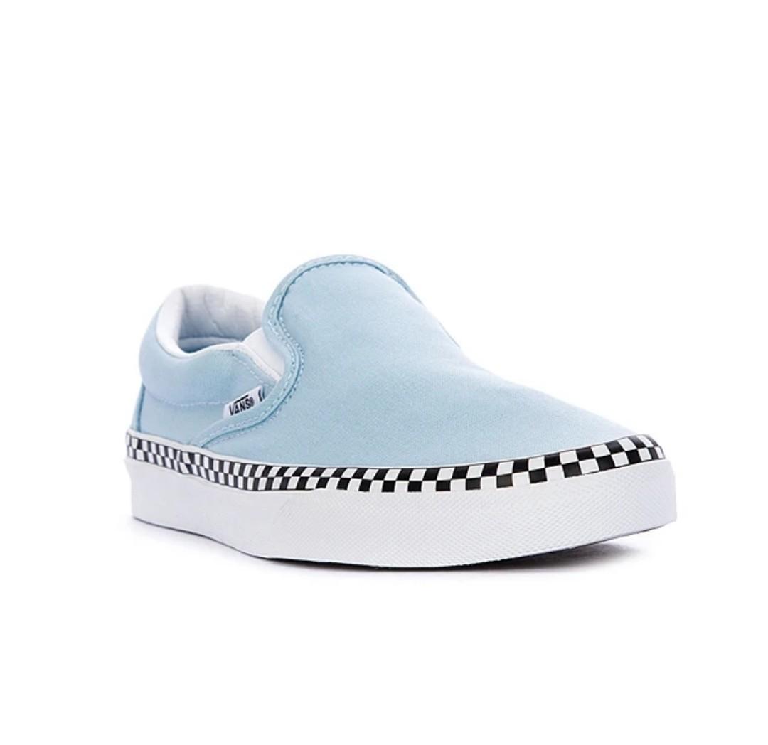 blue check foxing slip on vans