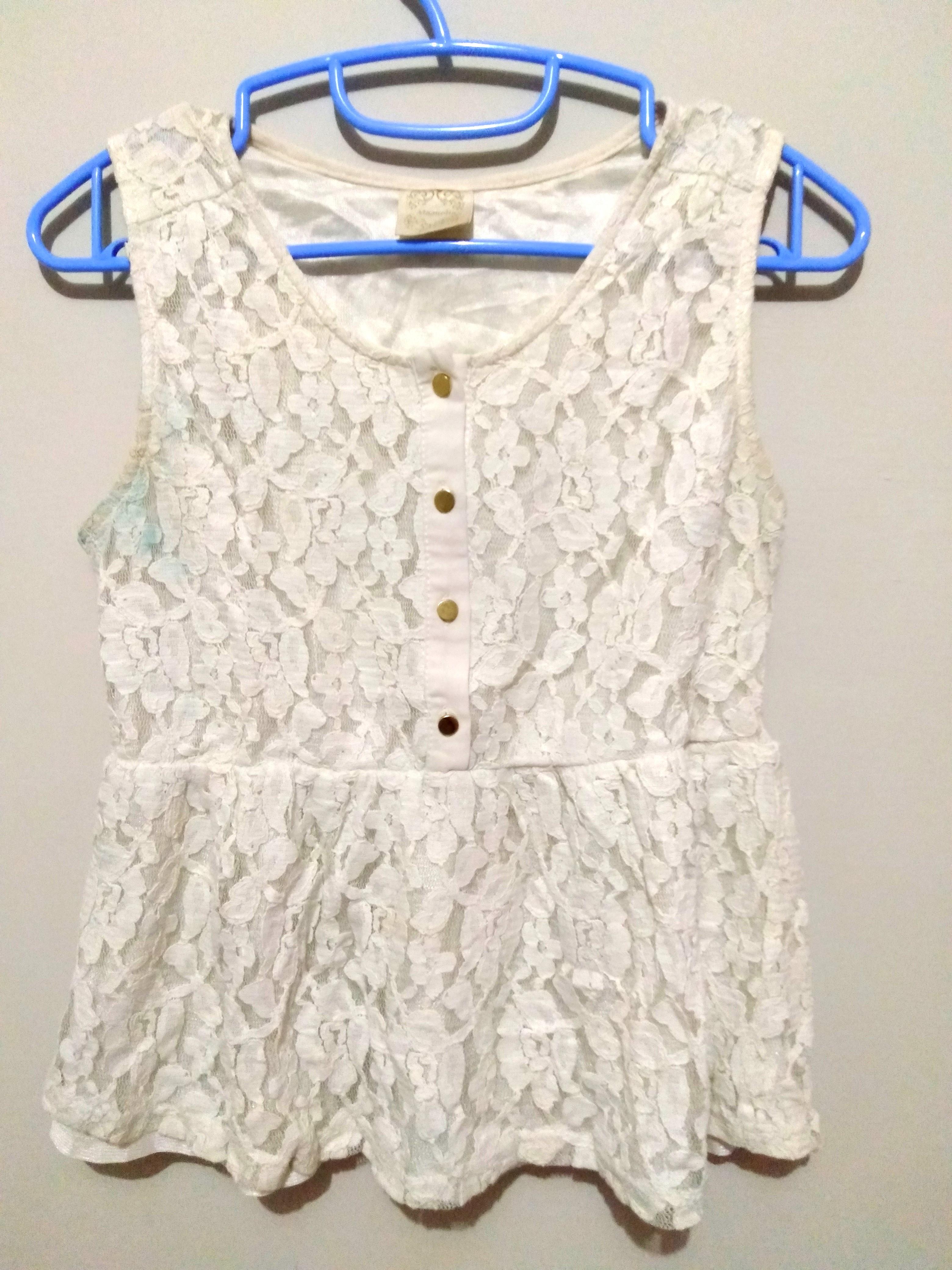 White Lace Peplum Top Magnolia (Baju 