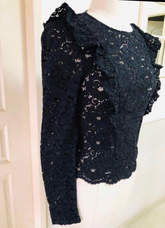 black ruffle lace top