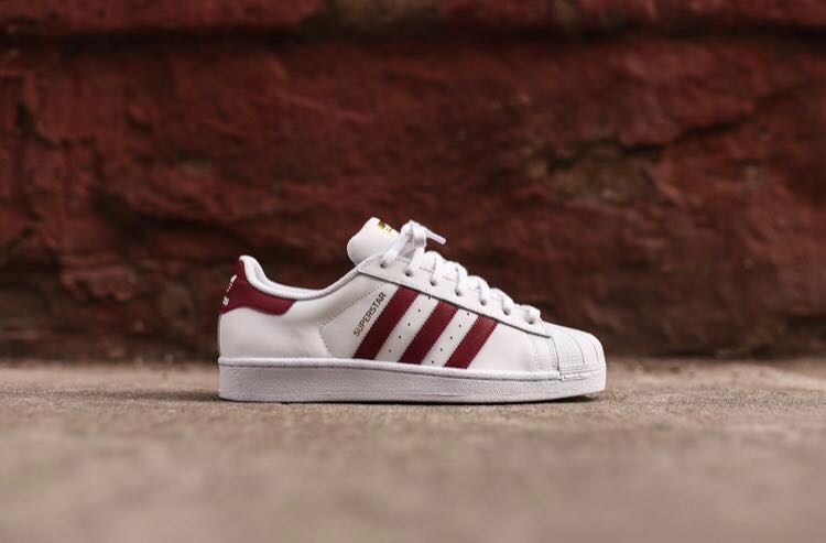 adidas superstar burgundy stripe