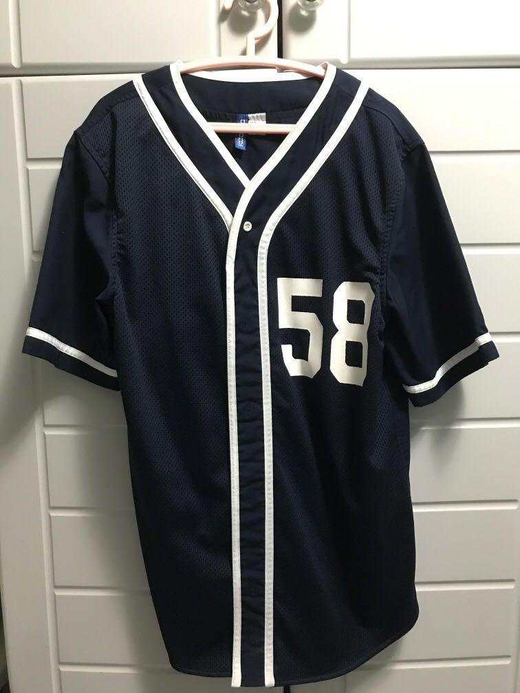 dark blue baseball jersey