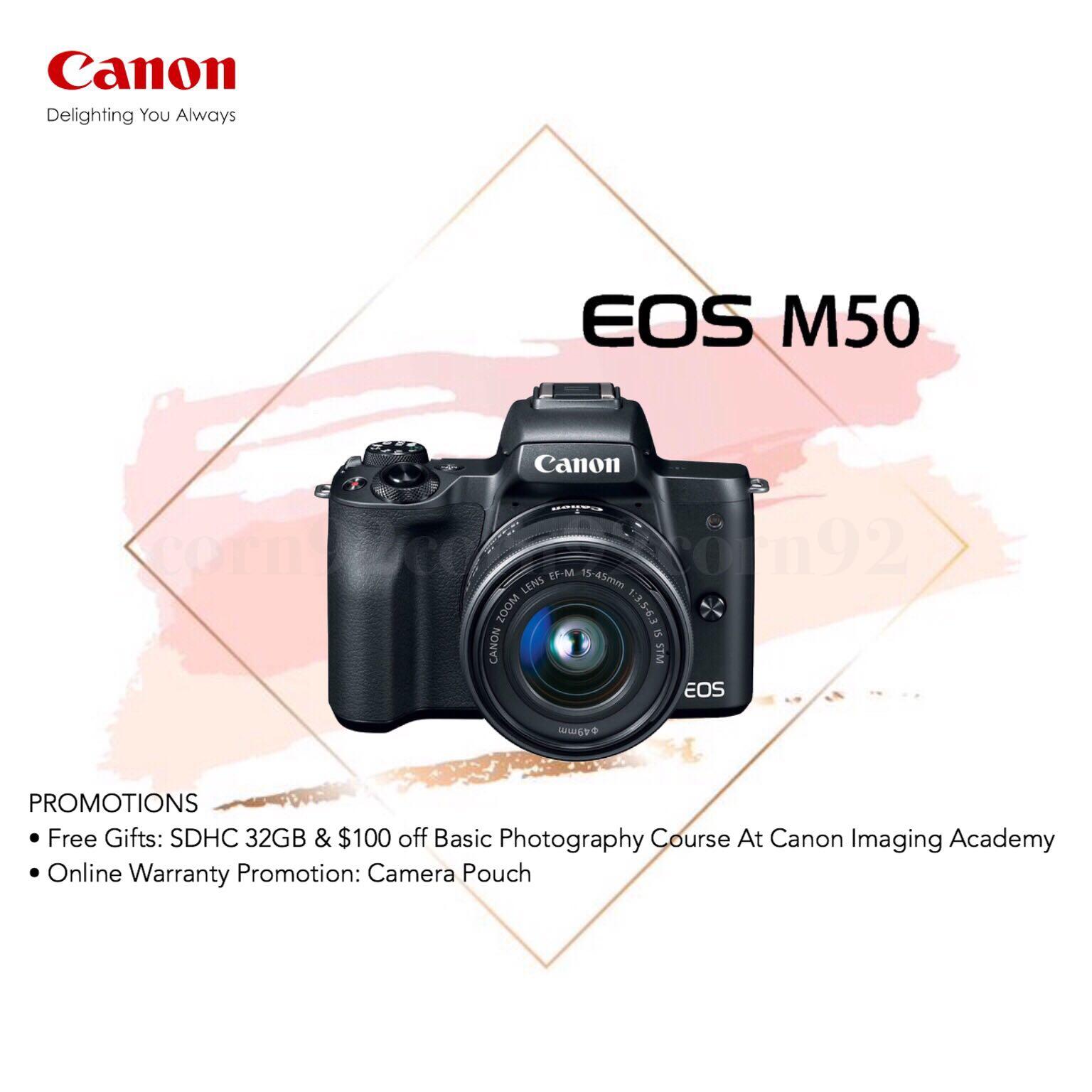 Canon M50 With 15 45mm Lens Black Photography Cameras Mirrorless On Carousell