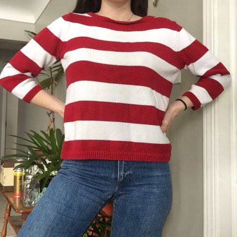 red and white striped sweater
