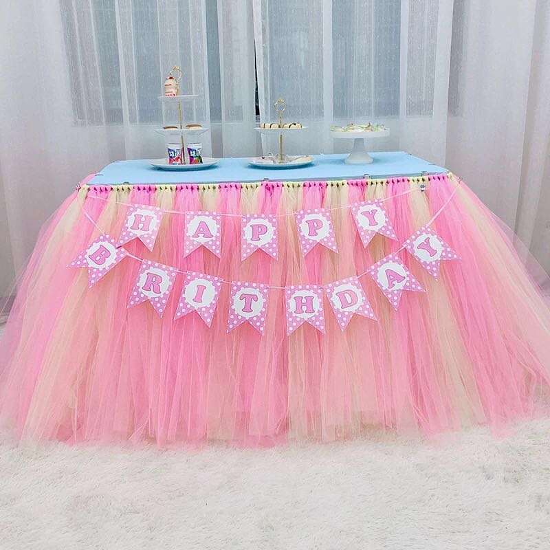 pink tulle table skirt diy