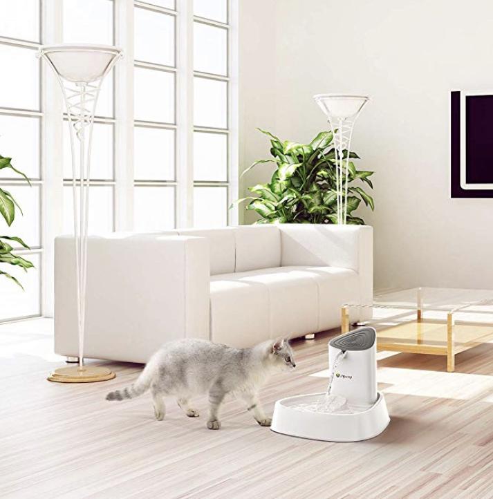 (E2409) isYoung Cat Fountain LED Pet Water Fountain Ultra Quiet