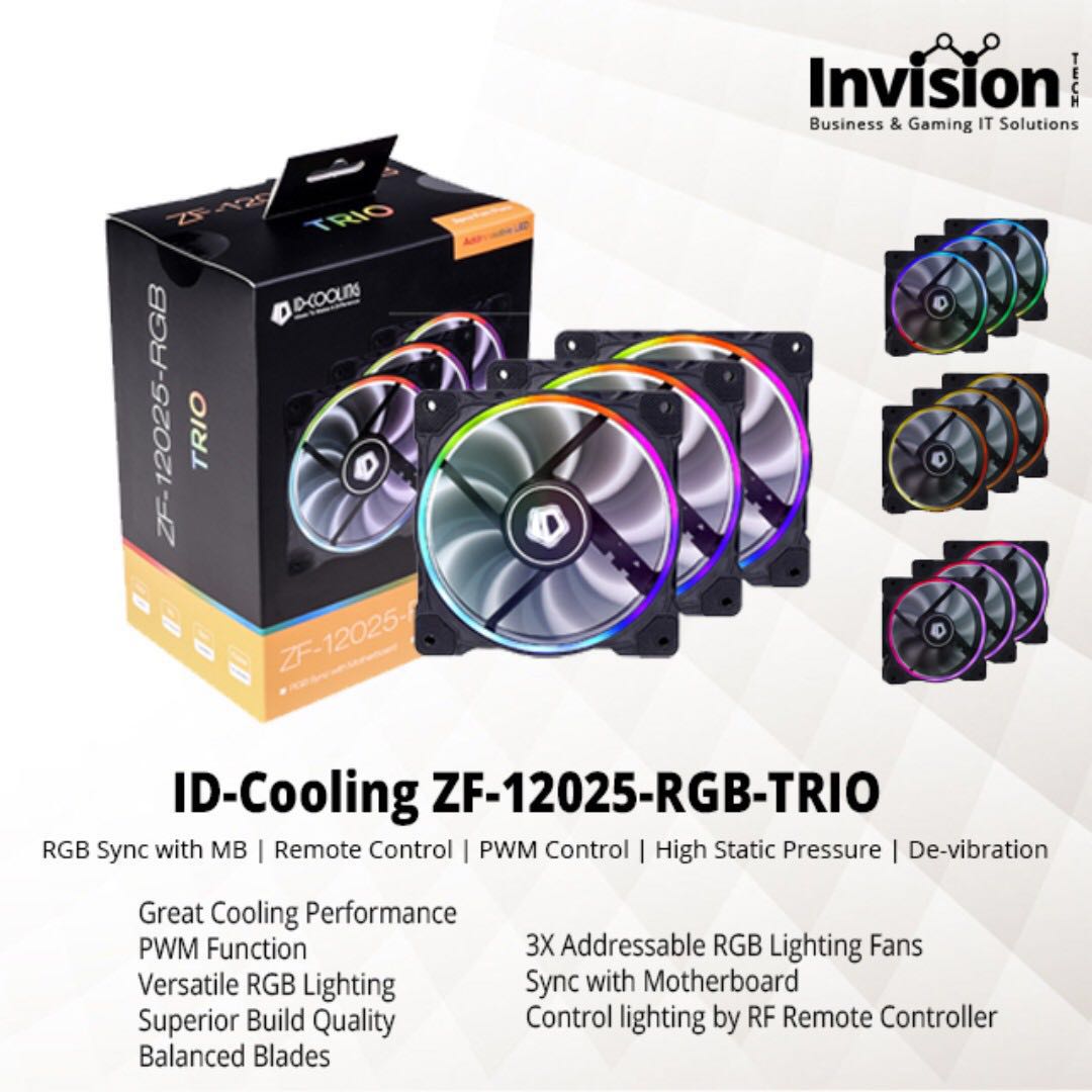 ID-Cooling ZF-12025-RGB-TRIO, Computers & Tech, Parts & Accessories ...