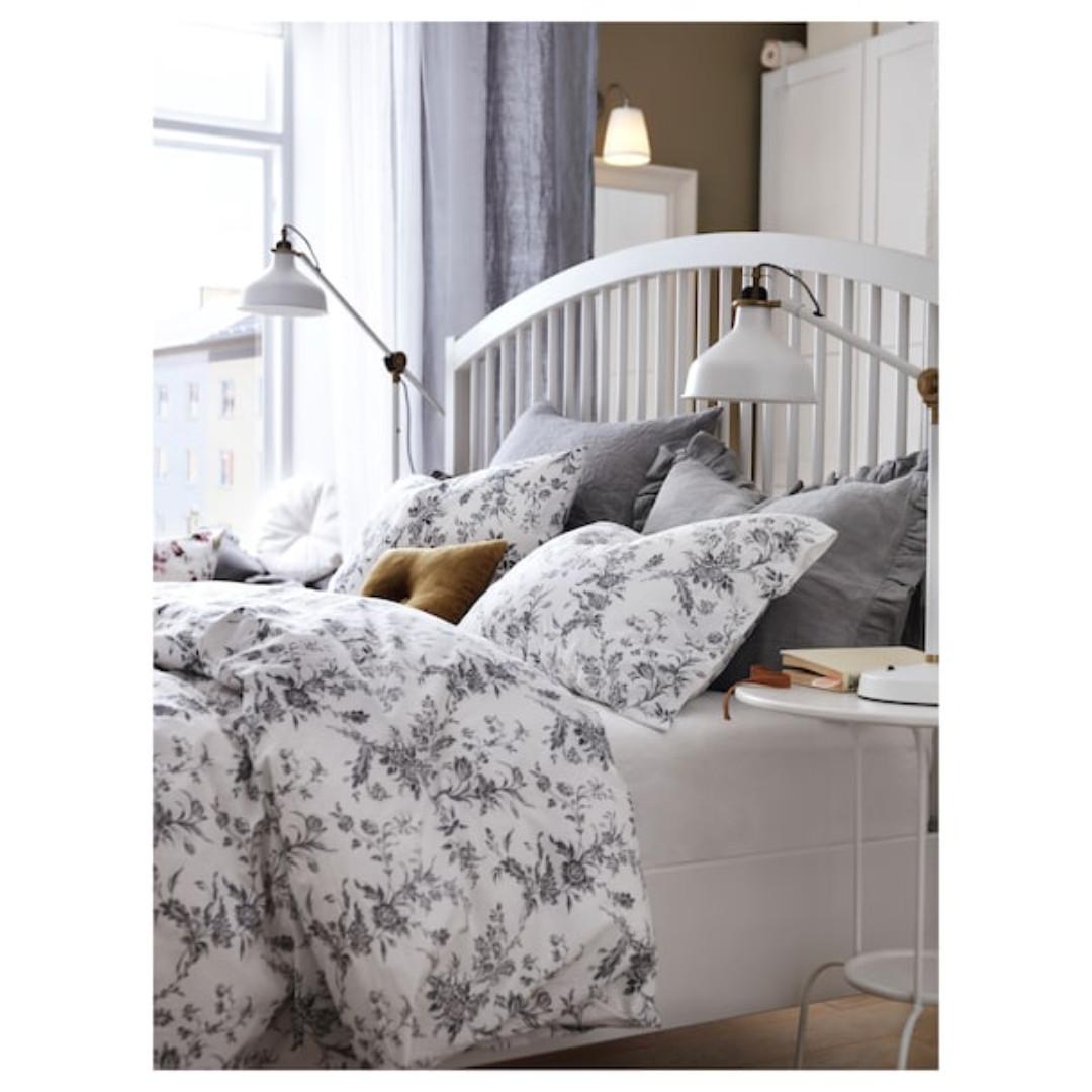 Ikea Alvine Kvist Quilt Cover And 4 Pillowcases White Grey Everything Else On Carousell