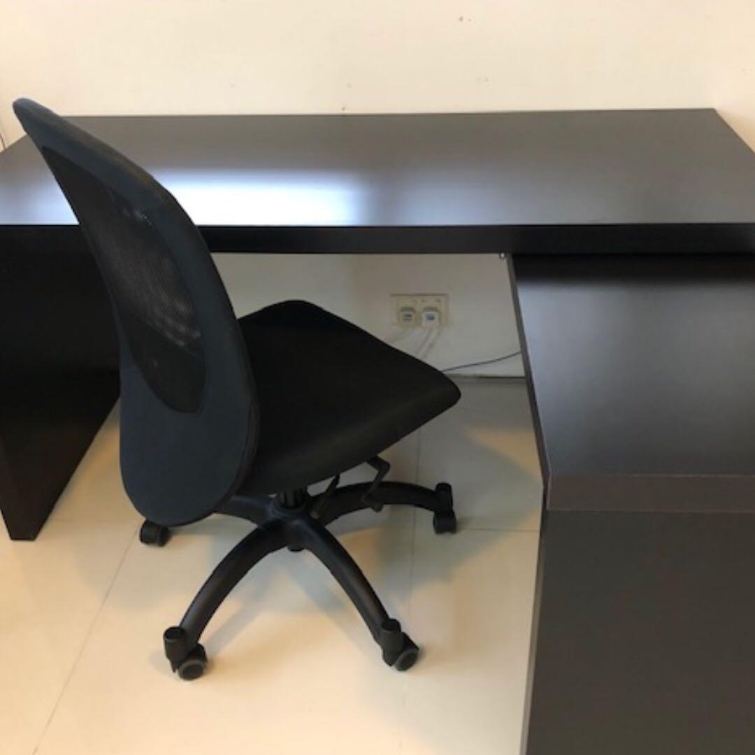 Ikea Malm Study Table With Pull Out Panel And Chair Furniture Tables Chairs On Carousell