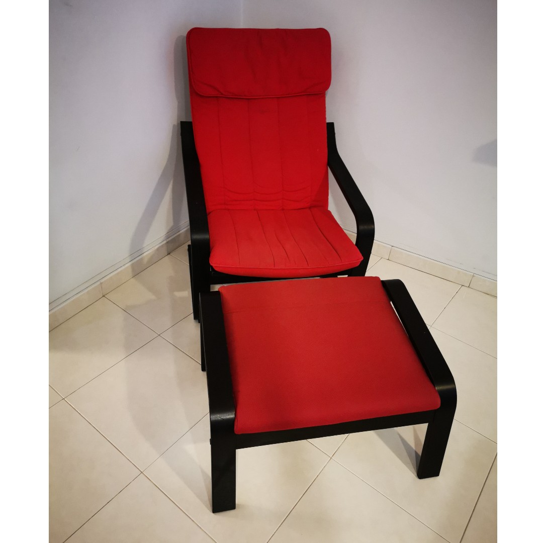 Ikea Phoang Arm Chair + leg rest, Furniture & Home Living, Furniture, Chairs on Carousell
