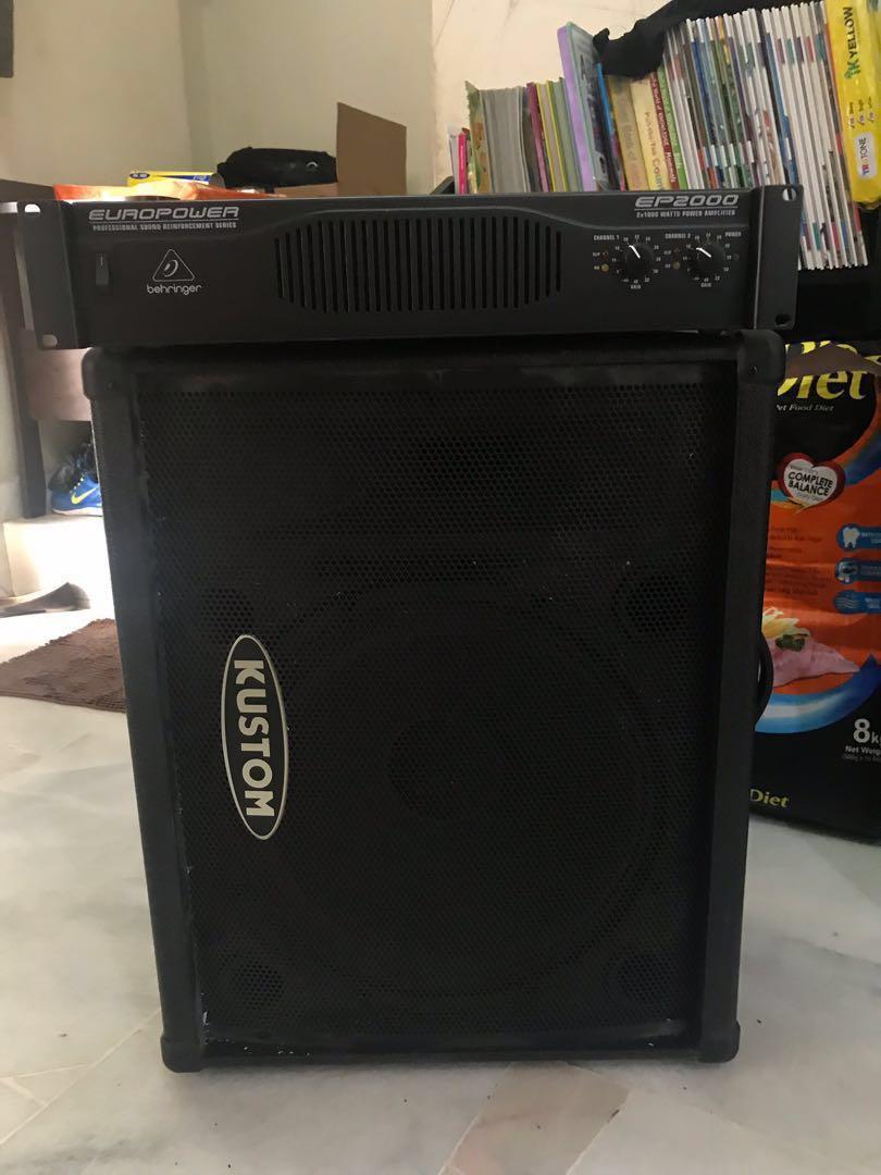 Kustom monitor and behringer power amp, Audio, Soundbars, Speakers