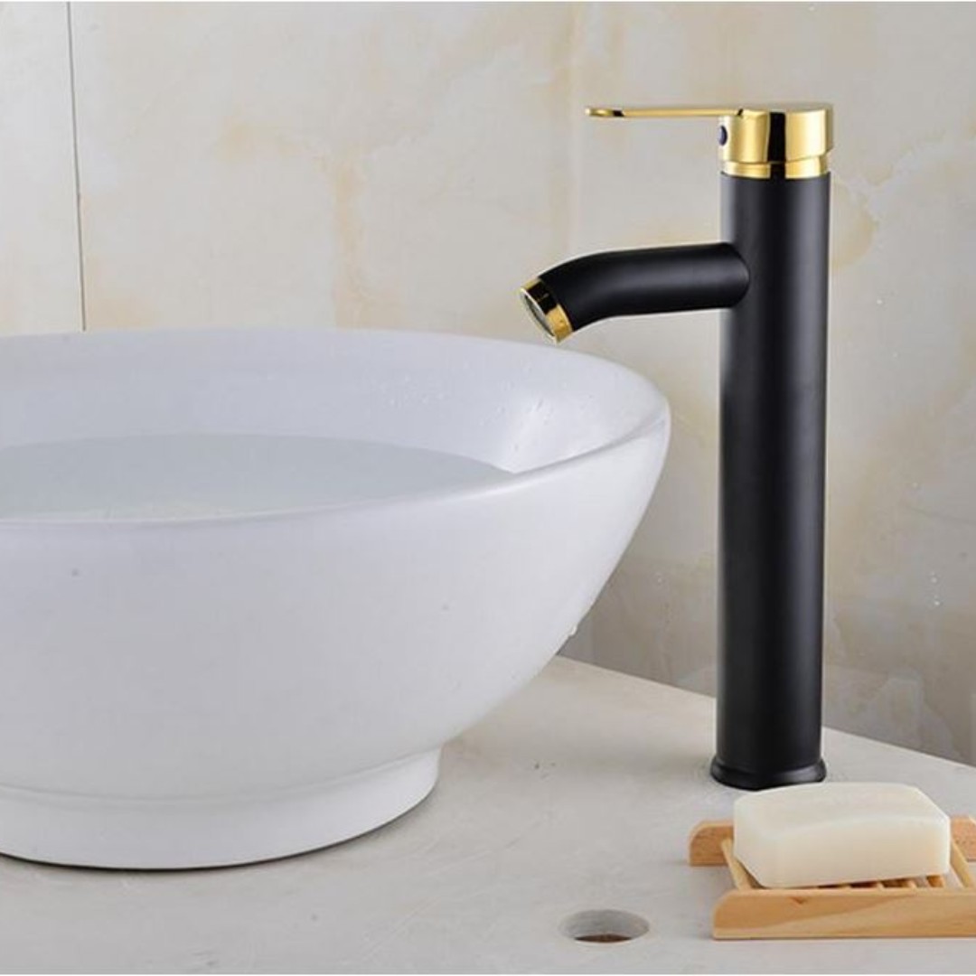 Stainless Steel Sink With Gold Faucet luxury style gold color handle bathroom basin faucet stainless steel black body sink mixers for cold and hot water bathroom taps long counter top basin