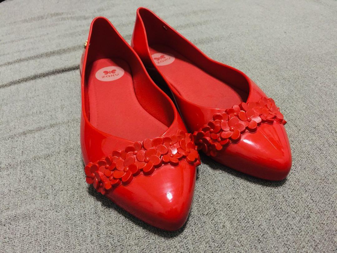 Original Zaxy Red Flat Shoes, Women's 