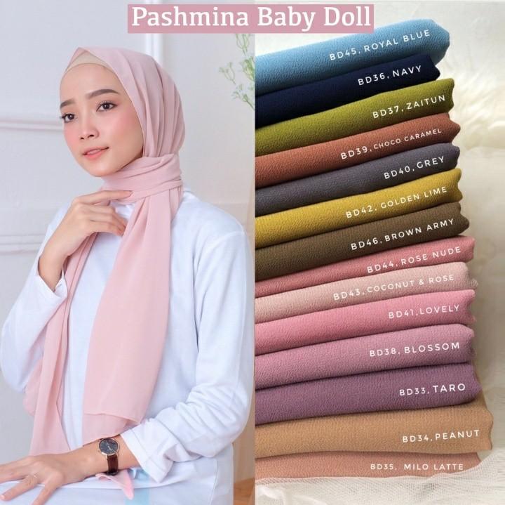 Pashmina Ceruty Babydoll Warna Zaitun Fesyen Wanita Muslim Fashion Syal Di Carousell