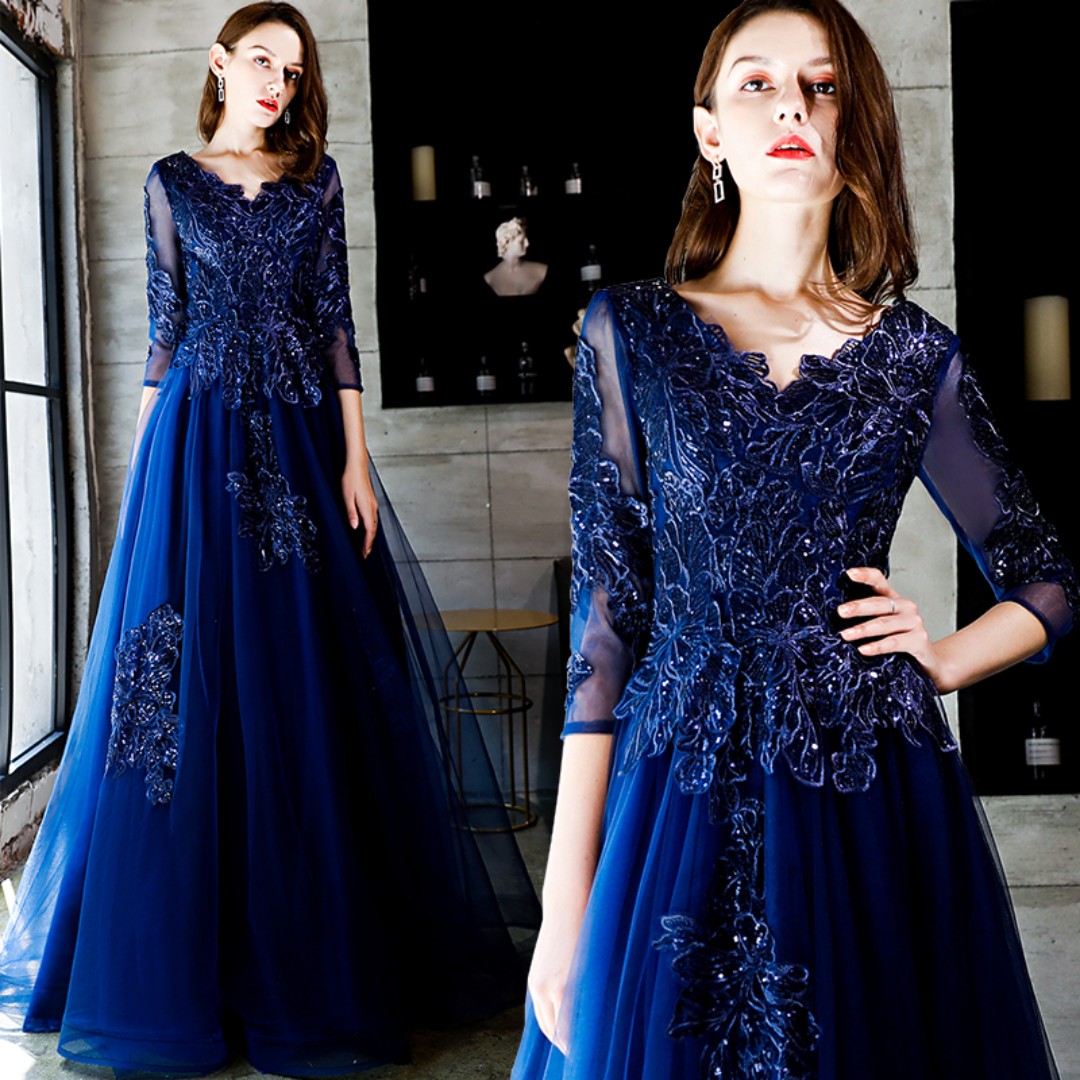 Cocktail dress blue and silver clearance